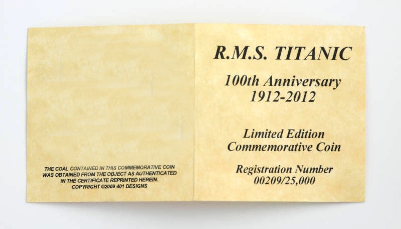 titanic coal certificate
