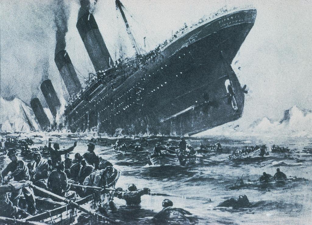 A graphic depiction of the sinking of the Titanic