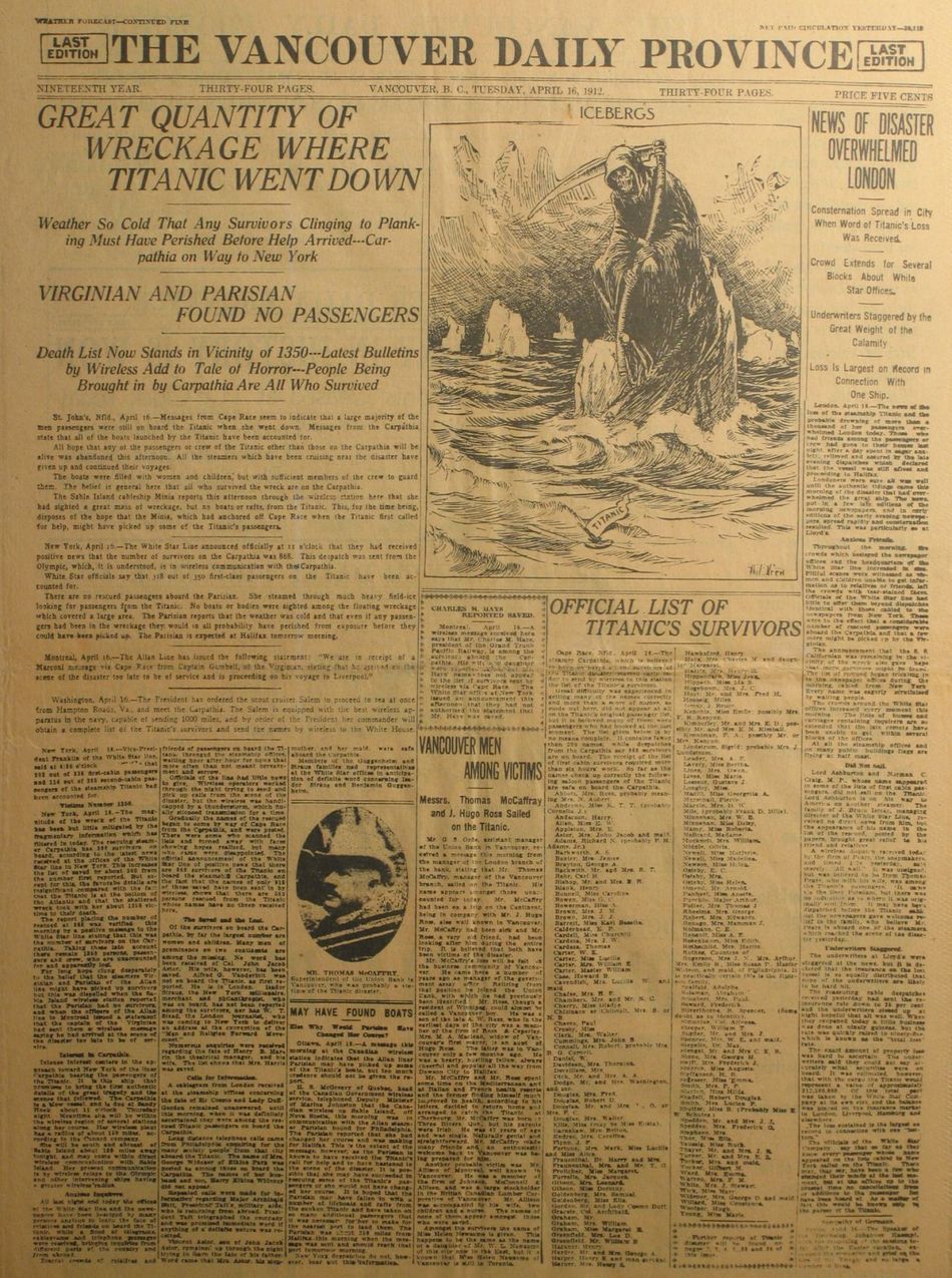 Vancouver Daily Province Titanic Article