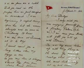 Letter Written Aboard Titanic