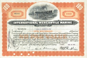 Titanic International Mercantile Marine Company Stock Certificate