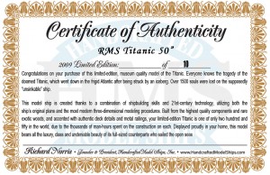 50-inch Remote Control Titanic Model Certification